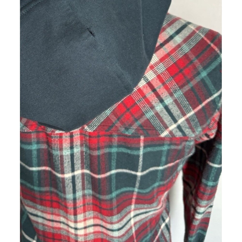 Columbia Red and Green Plaid Hooded Button Down Flannel Top Small Gorpcore - Picture 7 of 8